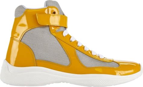 yellow high top prada sneakers|high top prada americas cup.